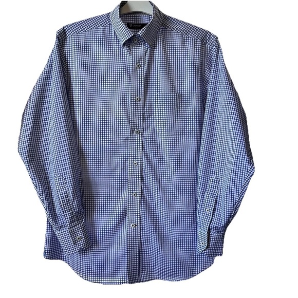 Cremieux 38 Classic Button Shirt Men's Blue White Plaid Long Sleeve Size M - Picture 3 of 9